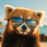 Drawing of red panda with sunglasses