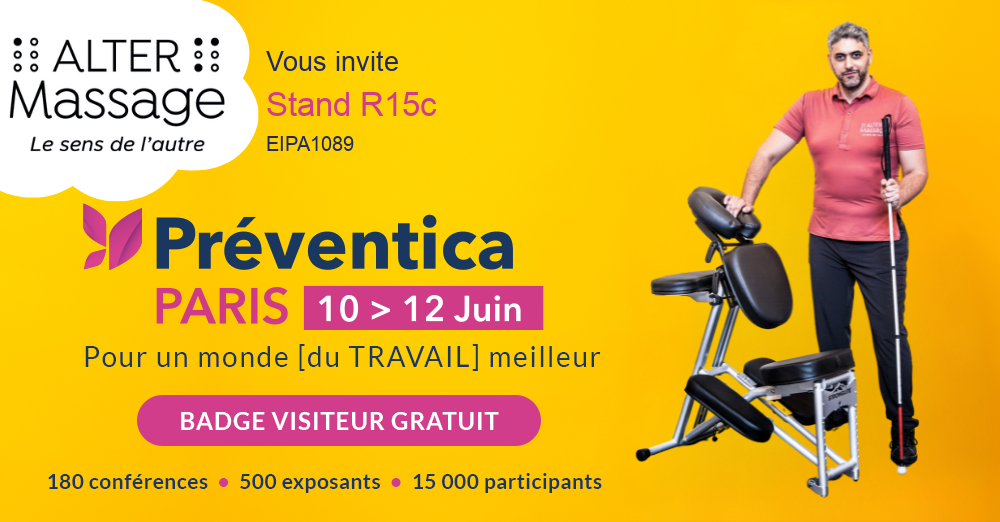 Image présentant la participation d'AlterMAssage au salon Preventica Paris 2025